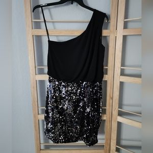 1 shoulder sequin bottom dress